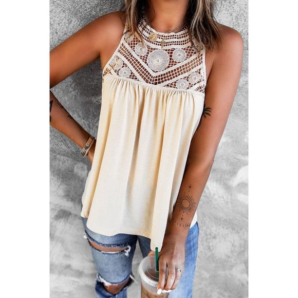 Azura Exchange  Apricot Crochet Lace Tank Top - Picture 3 of 6
